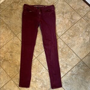 American Eagle Maroon Knit Jeggings size 4 X-Long